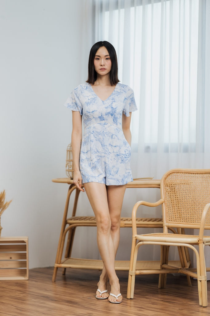 Blue and best sale white romper