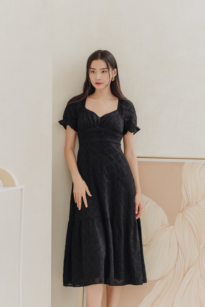 Black eyelet 2025 maxi dress