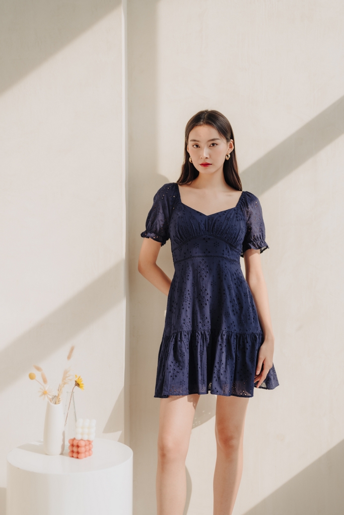Navy eyelet deals dress