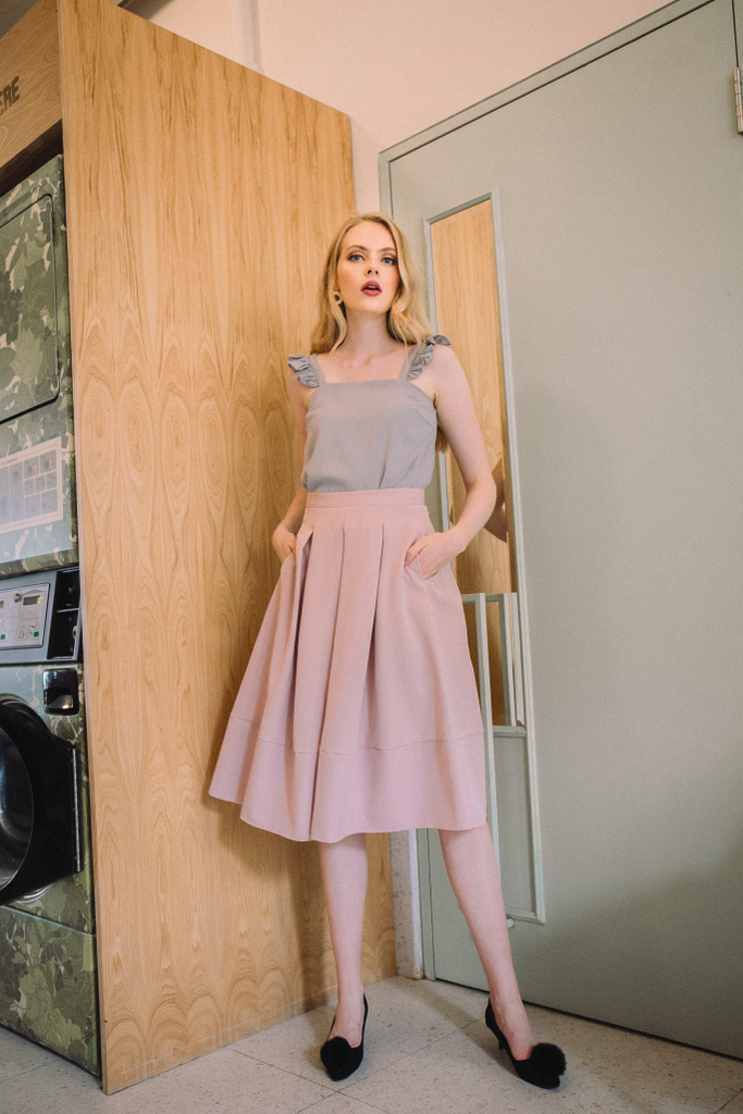pink midi skirt xs