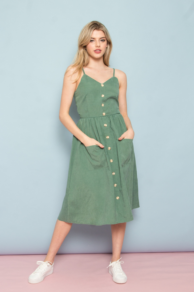 button down green dress
