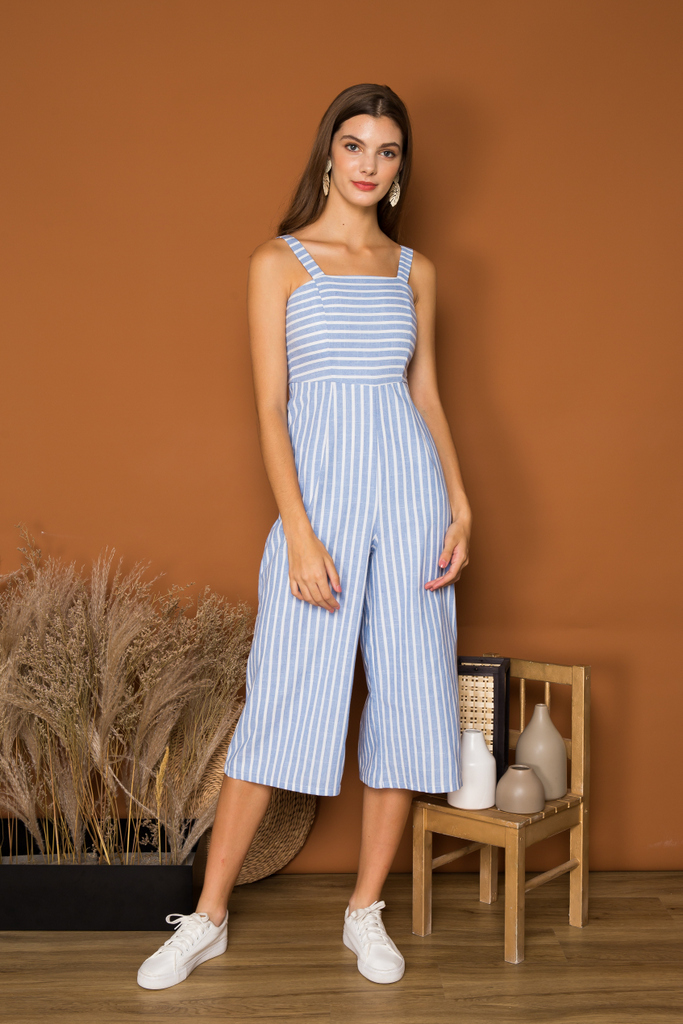 Light blue striped jumpsuit Clearance