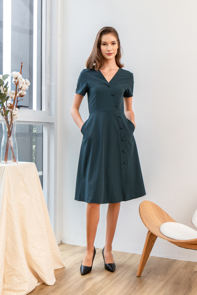 next wrap button dress