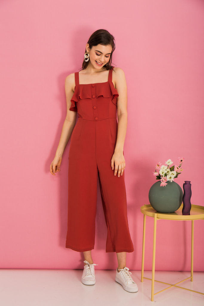 orange and pink jumpsuit