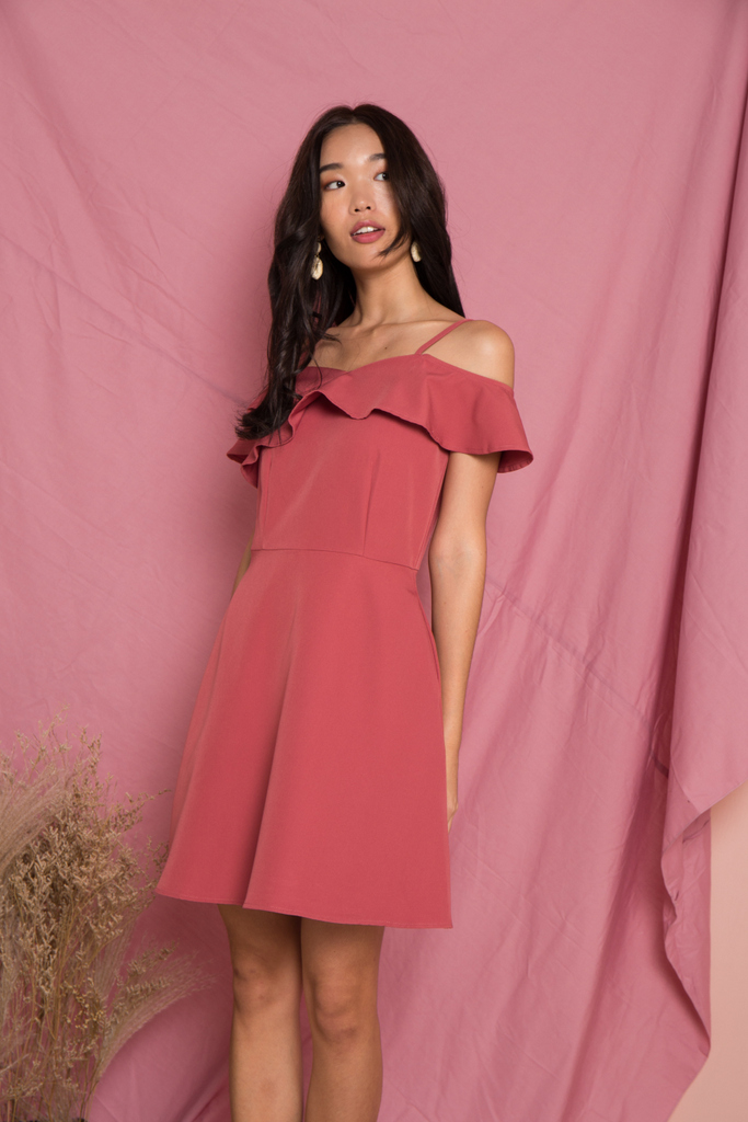 Pink cold shoulder dress clearance