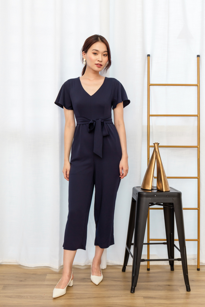 navy jumpsuit with sleeves