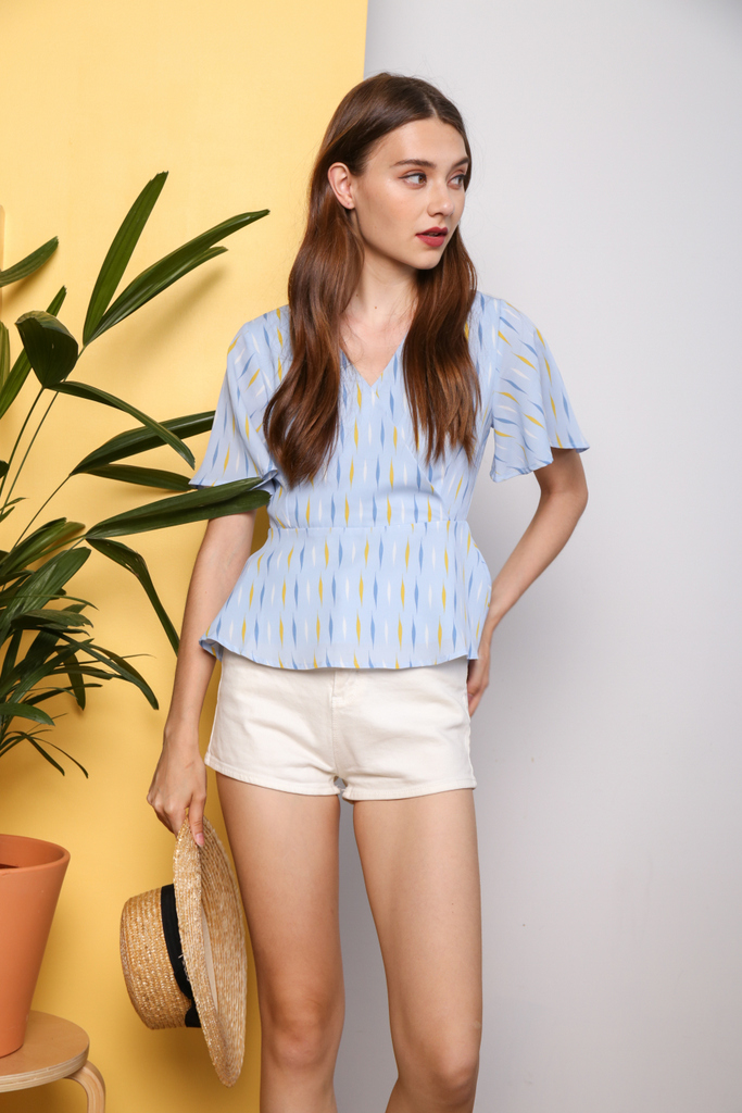 light blue peplum top