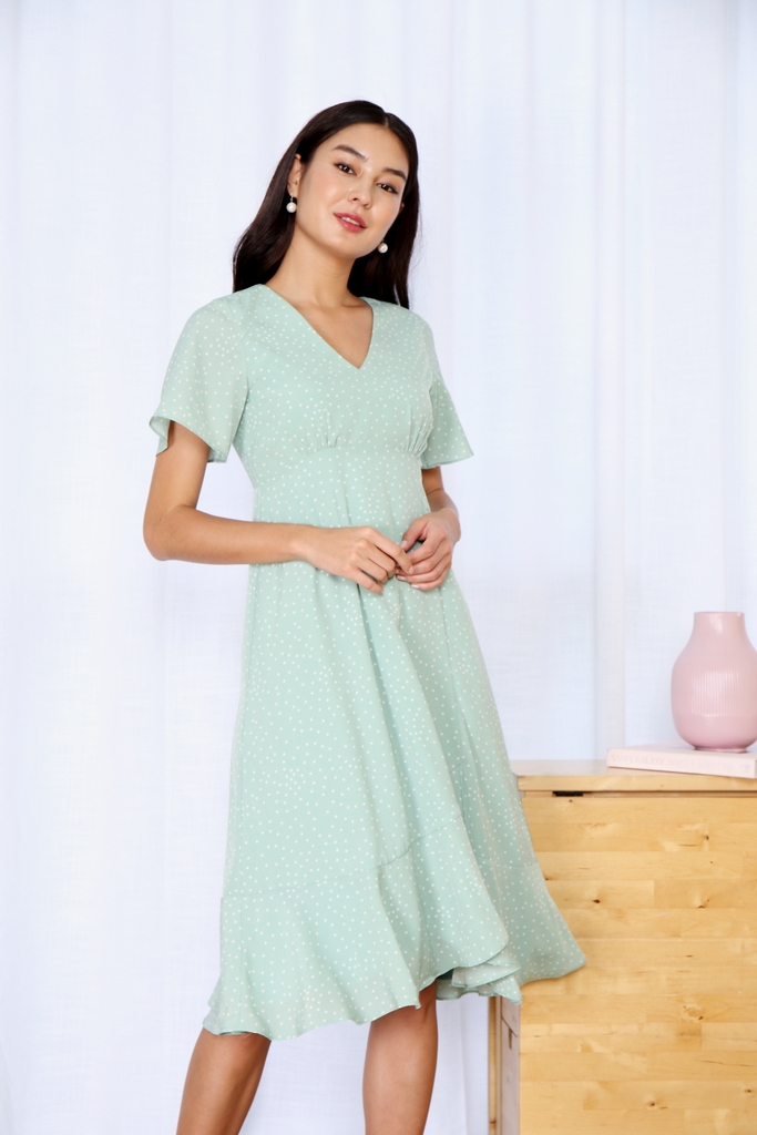 green midi dress