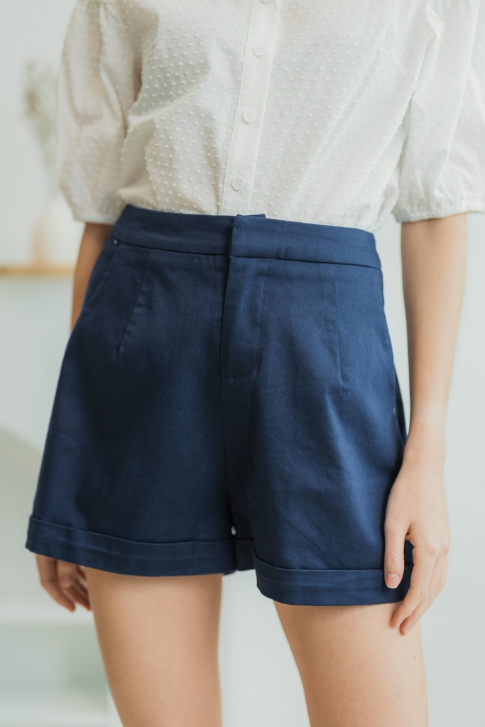 navy high waisted shorts