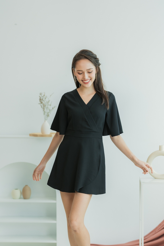 Jobelle Kimono Romper in Black