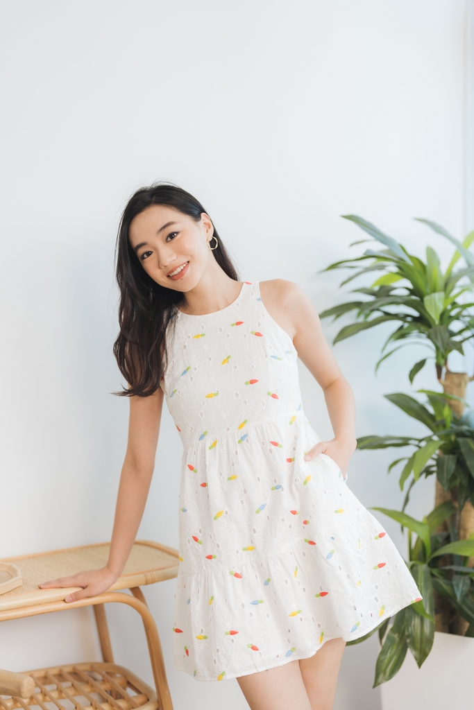 white printed dress