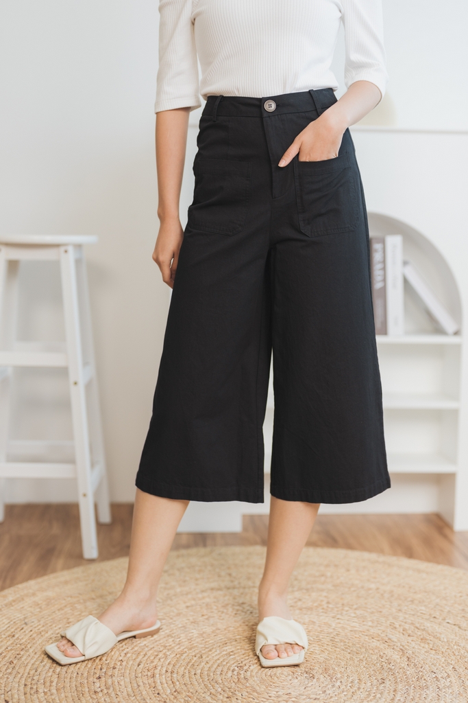 Constance High Waisted Culottes in Black