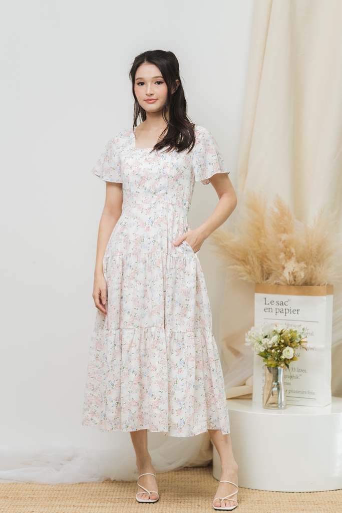 long white dress with flowers